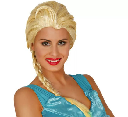 Peluca rubia con trenza