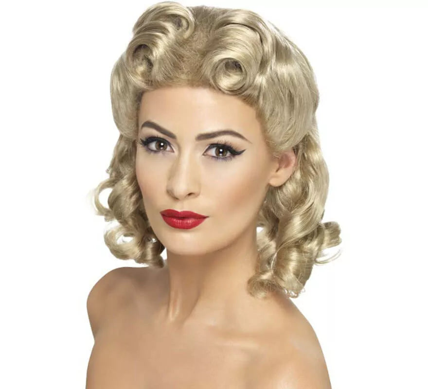 Translation missing: en.Peluca Rubia Larga con Bucles Pin Up Años 40