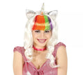 Peluca Unicornio Blanca con Orejas y Cuerno