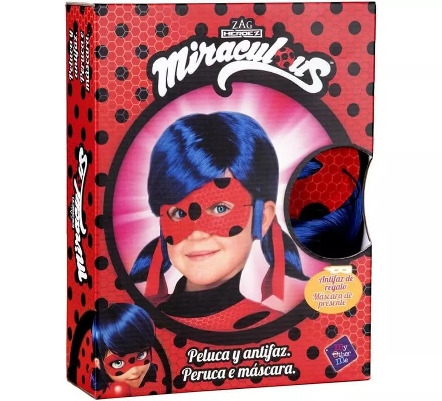 Peluca y Antifaz de Ladybug en caja para niña