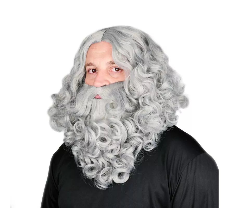 Peluca de Rey Mago con Barba gris mate