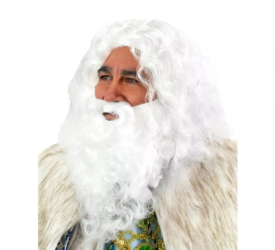 Peluca y barba de Rey Mago Melchor Deluxe