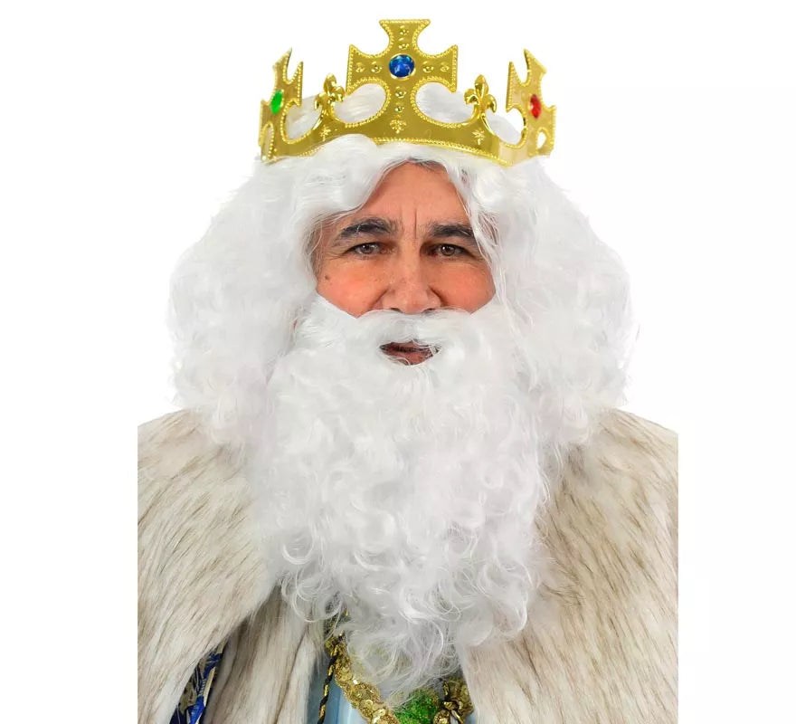 Peluca y barba de Rey Mago Melchor Deluxe
