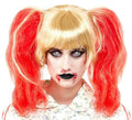 Peluca Zombie Rubia con Coletas Rojas