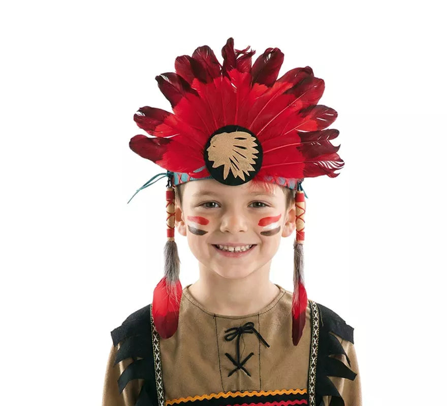 Penacho Indio Rojo infantil de 26x37 cm
