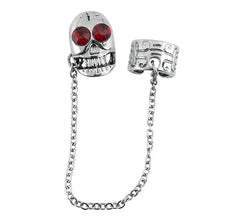 Skull chain earring with Red Stones