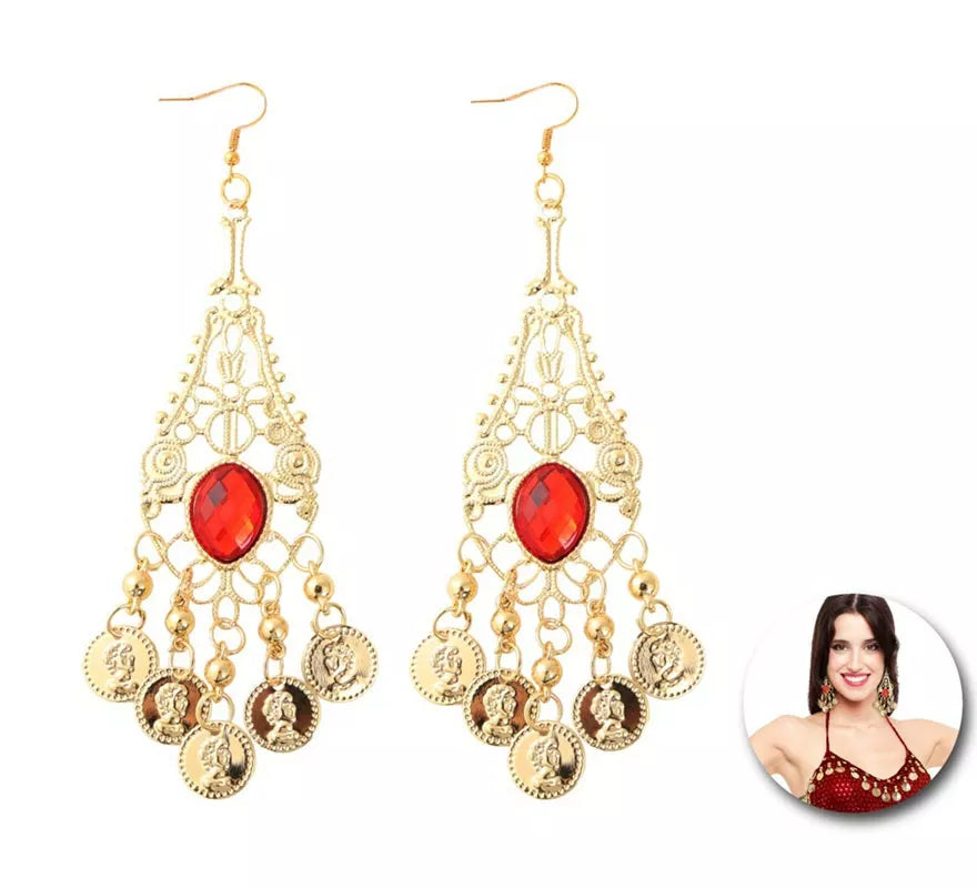 Translation missing: en.Pendientes Árabe con piedra roja