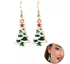 Christmas Tree Metal Earrings 2x2.5 cm