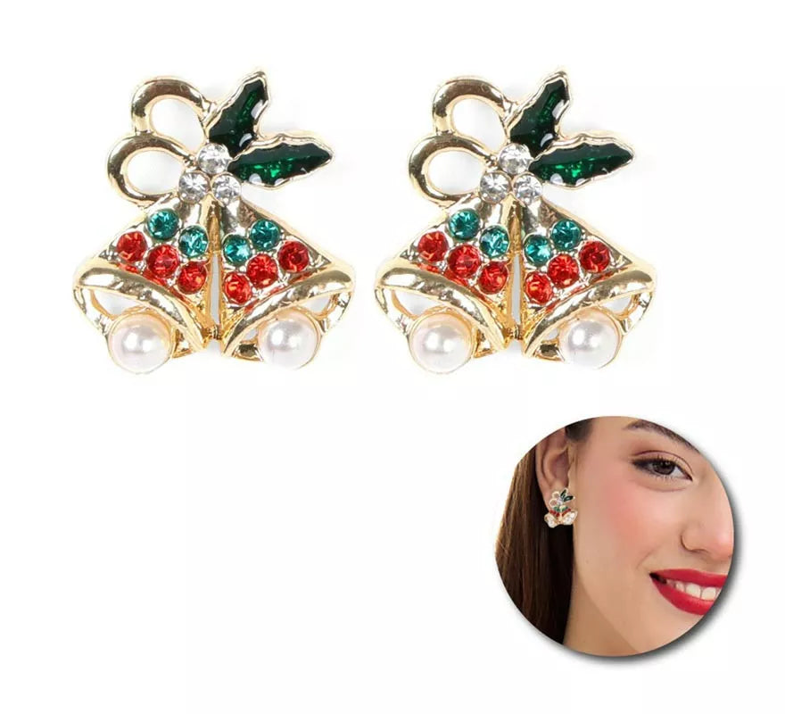 Pendientes Campanas Navideñas doradas de 2x2 cm
