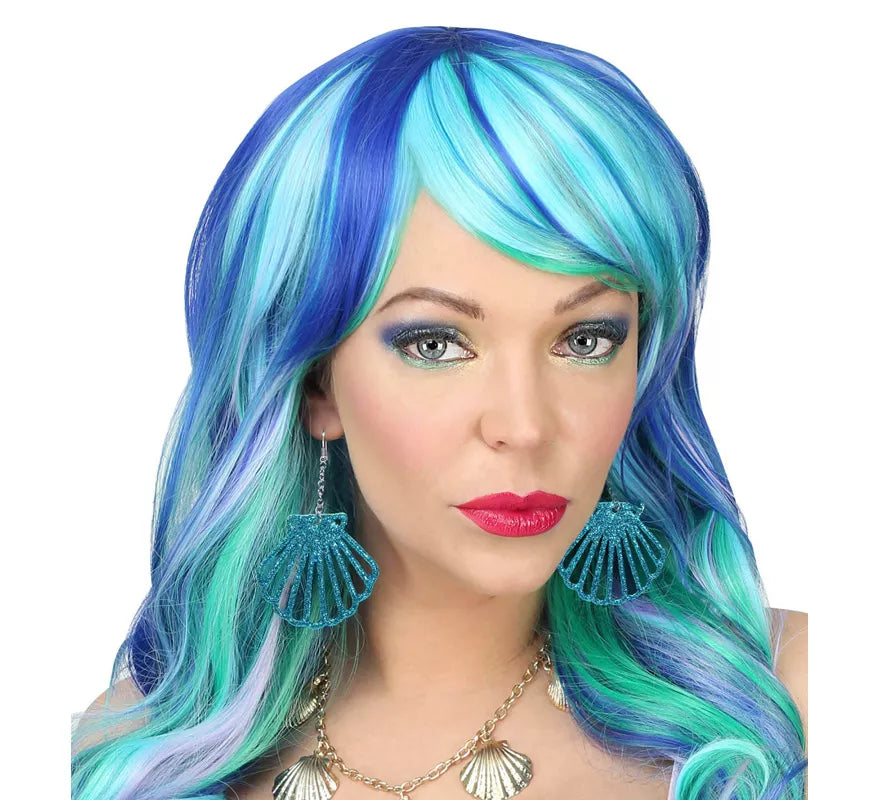 Pendientes Conchas Purpurina Azul