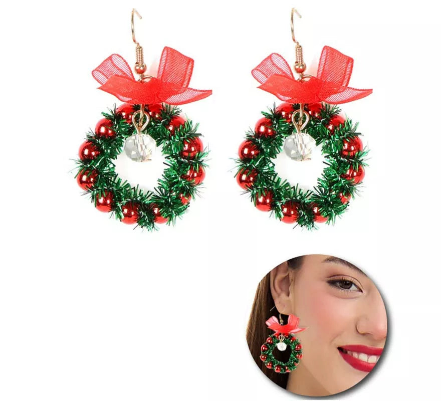 Translation missing: en.Pendientes Corona de Navidad verde de 3x4 cm