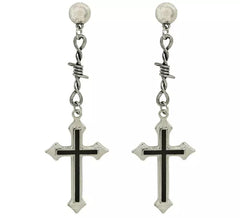 Black cross earrings