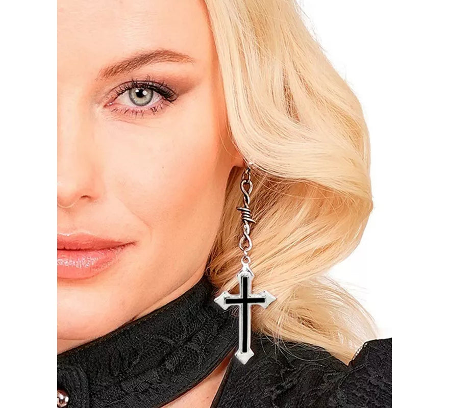Pendientes Cruz negros