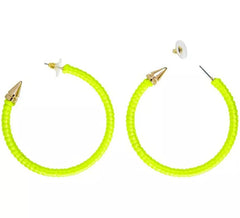 Hoop earrings in various neon colors