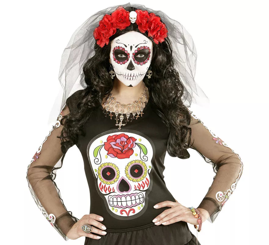 Translation missing: en.Pendientes de Calavera Dorada con Rosa Negra