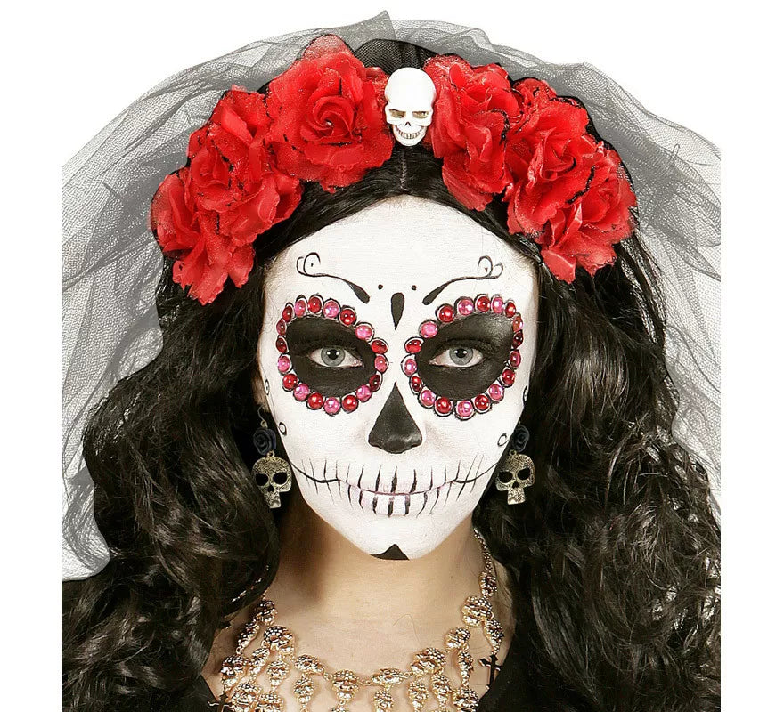 Translation missing: en.Pendientes de Calavera Dorada con Rosa Negra
