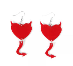 Red Devil Heart Earrings