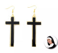 Pendientes de Cruces negro y dorado