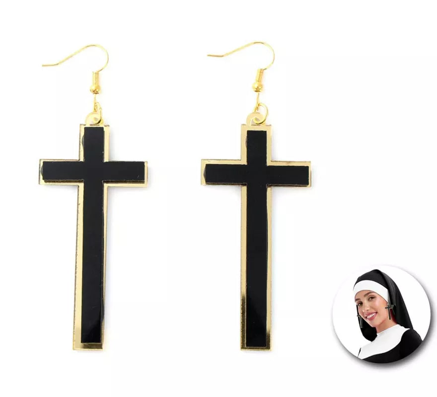 Translation missing: en.Pendientes de Cruces negro y dorado