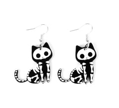Cute Skeleton Cat Earrings