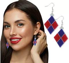 Blue and red diamond earrings