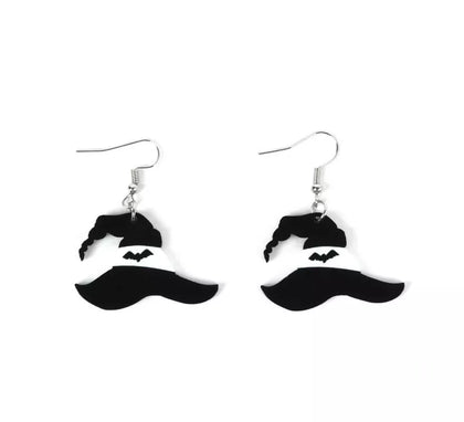 Pendientes de Sombrero de Bruja negro y blanco