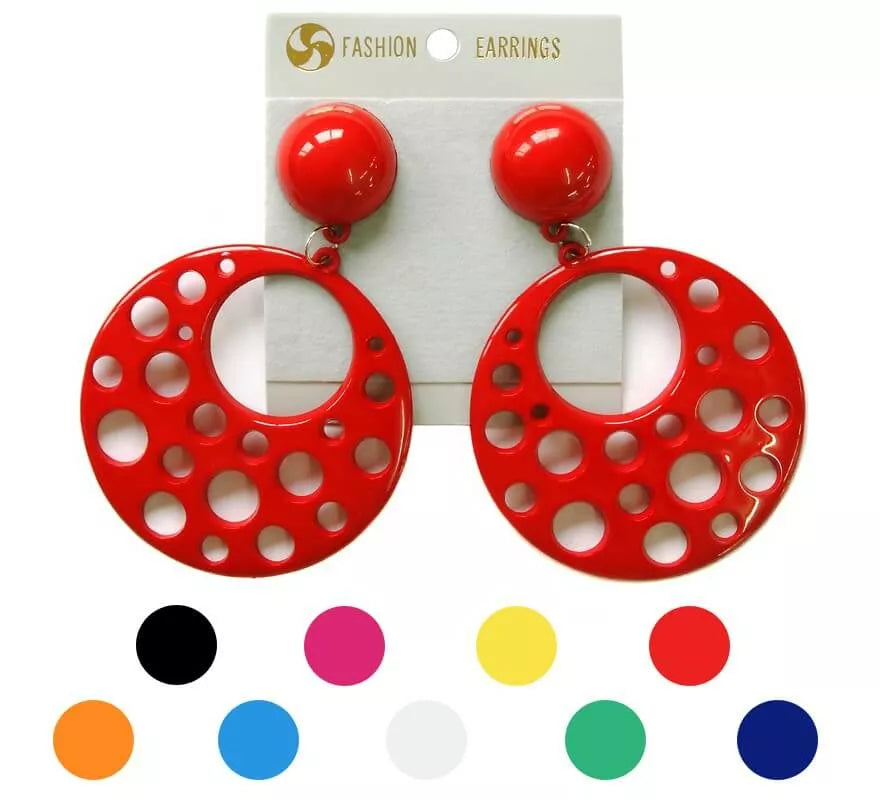 Pendientes Flamenca Circulares con agujeros de 10 cm en varios colores
