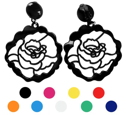 Pendientes Flamenca con forma de Rosa en varios colores