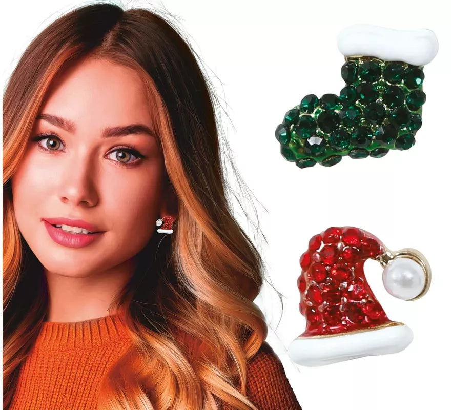 Pendientes Gorrito y Calcetín Navideños