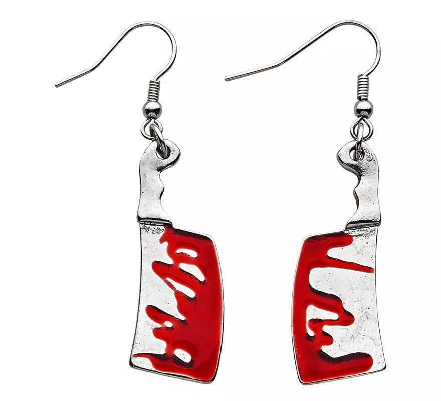 Pendientes Halloween de Cuchillos de Carnicero Ensangrentados