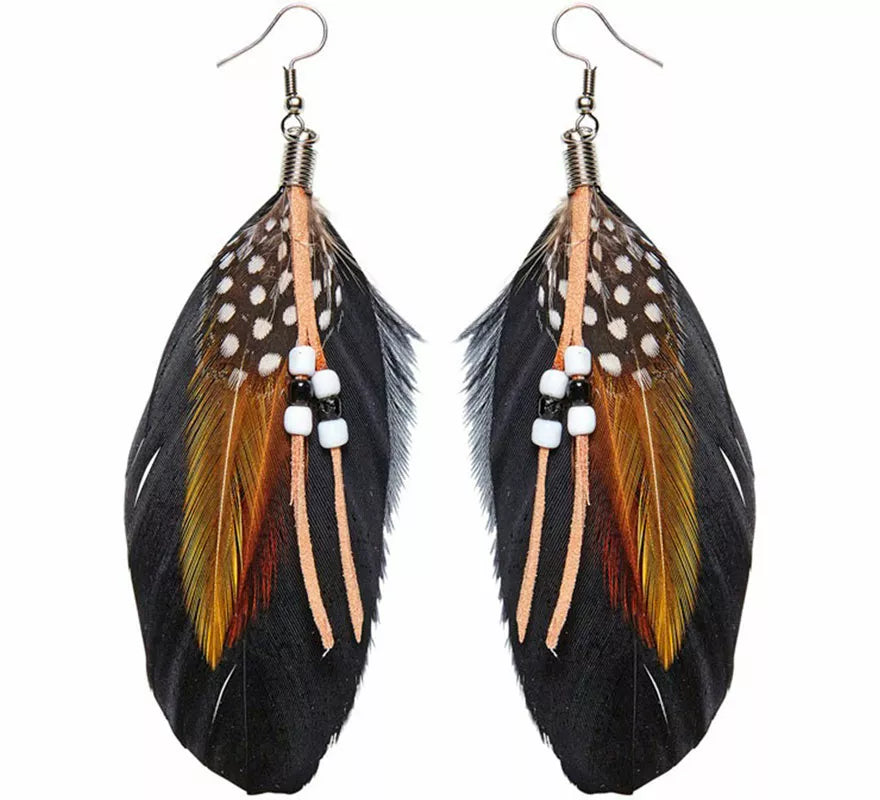 Translation missing: en.Pendientes Indios con Plumas y Perlitas