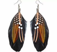 Indian Earrings with Feathers and Pearls