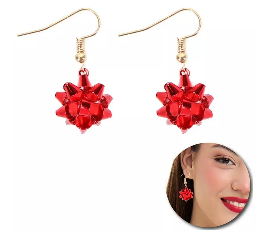 Pendientes Lazo Floral de Navidad de 2x2 cm en varios colores
