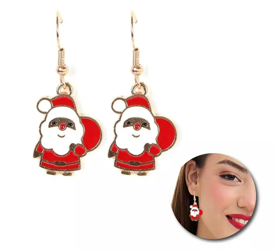 Pendientes Papa Noel con saco de 2x2 cm