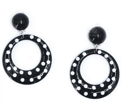 Sevillana Hoop earrings black with white polka dots 6 cm
