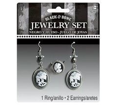Gothic skull earrings and ring