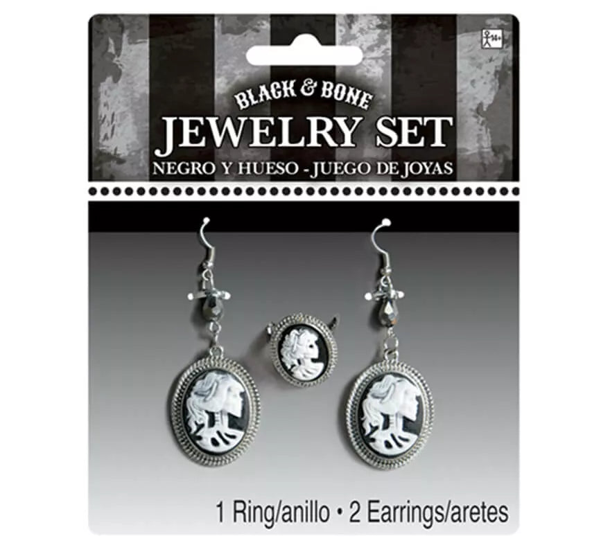 Translation missing: en.Pendientes y anillo gótico calavera