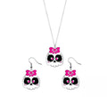 Pendientes y Collar de Calavera con Lazo