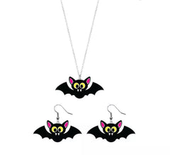 Bat Earrings and Necklace
