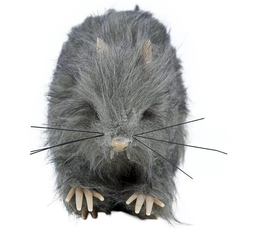 Pequeña Rata Peluda gris de 15 cm
