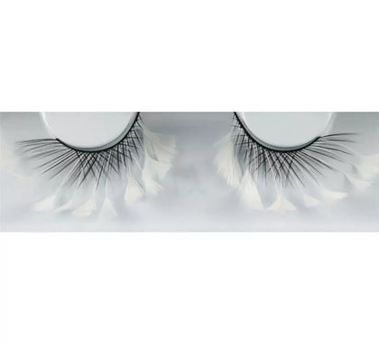 Pestañas Luz negra con plumas blancas