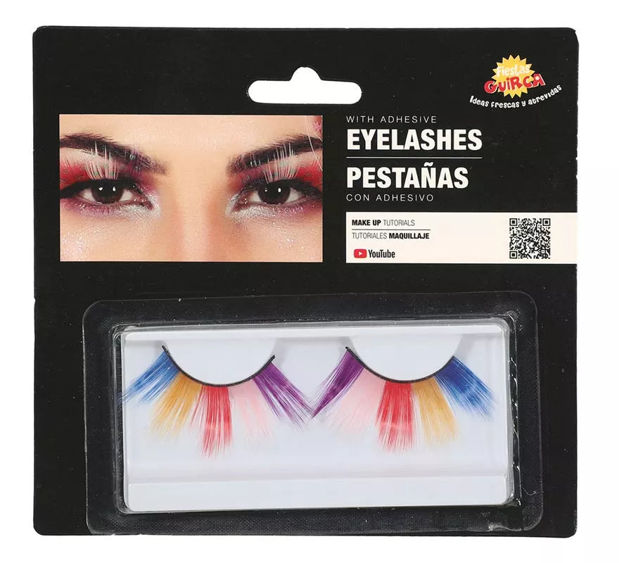Pestañas Multicolor con Adhesivo