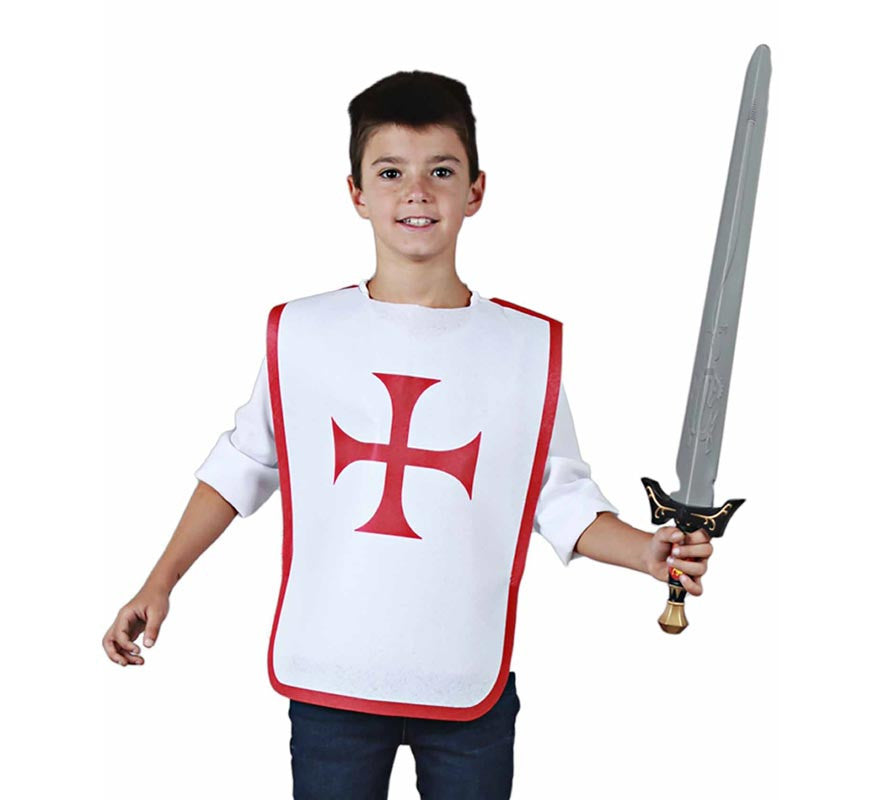Peto Medieval Cruz roja para niño y adolescente