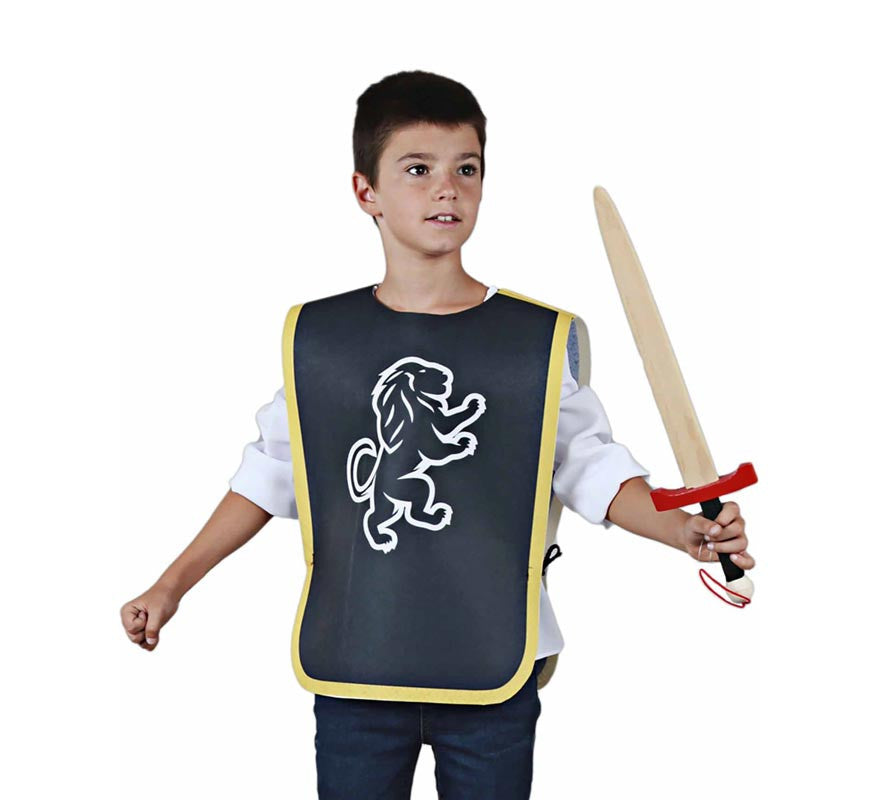 Peto Medieval León negro para niño y adolescente