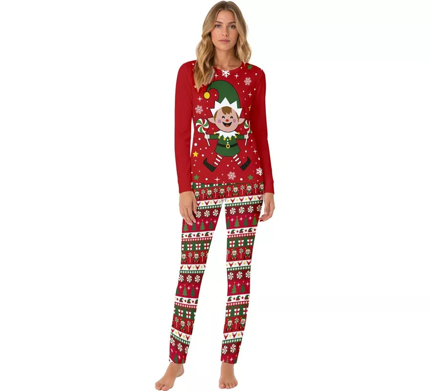 Pijama Navideño de Elfo de 2 Piezas para mujer