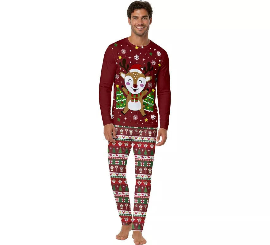 Translation missing: en.Pijama Navideño de Reno de 2 Piezas para hombre