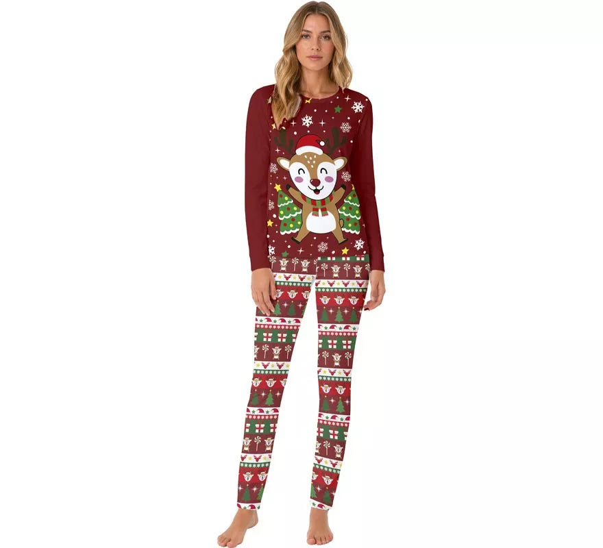 Translation missing: en.Pijama Navideño de Reno de 2 Piezas para mujer