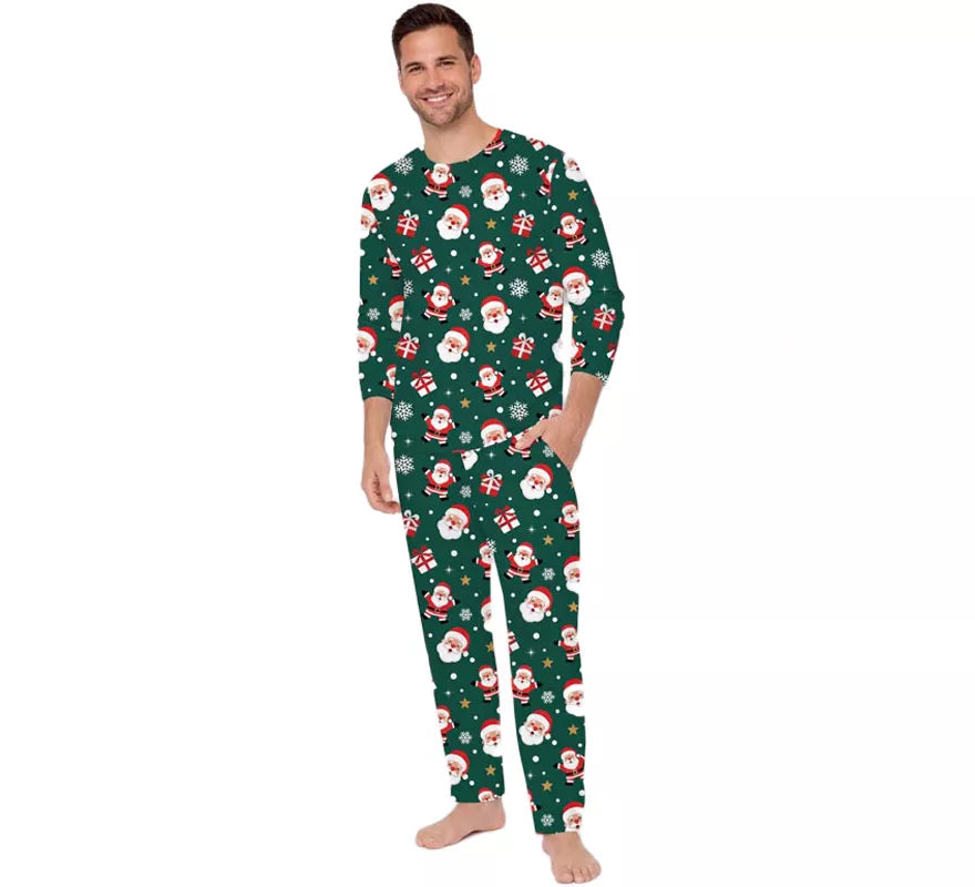 Translation missing: en.Pijama Navideño verde de 2 Piezas para hombre