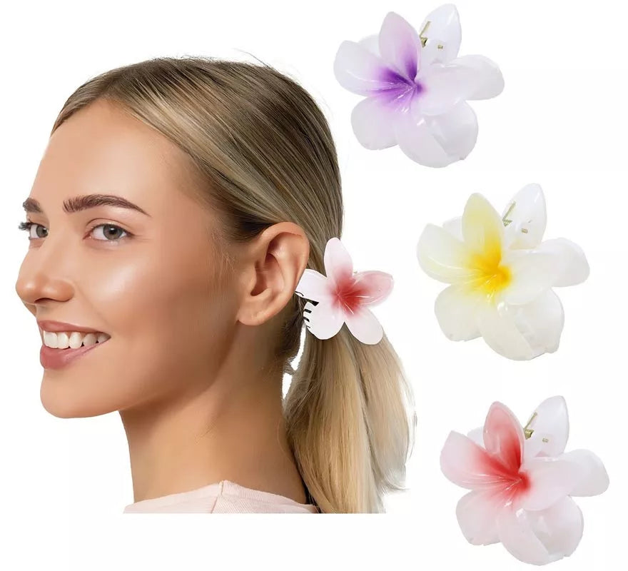 Translation missing: en.Pinza Flor para Pelo de 8 cm blanca y centro en varios colores