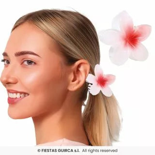 Translation missing: en.Pinza Flor para Pelo de 8 cm blanca y centro en varios colores